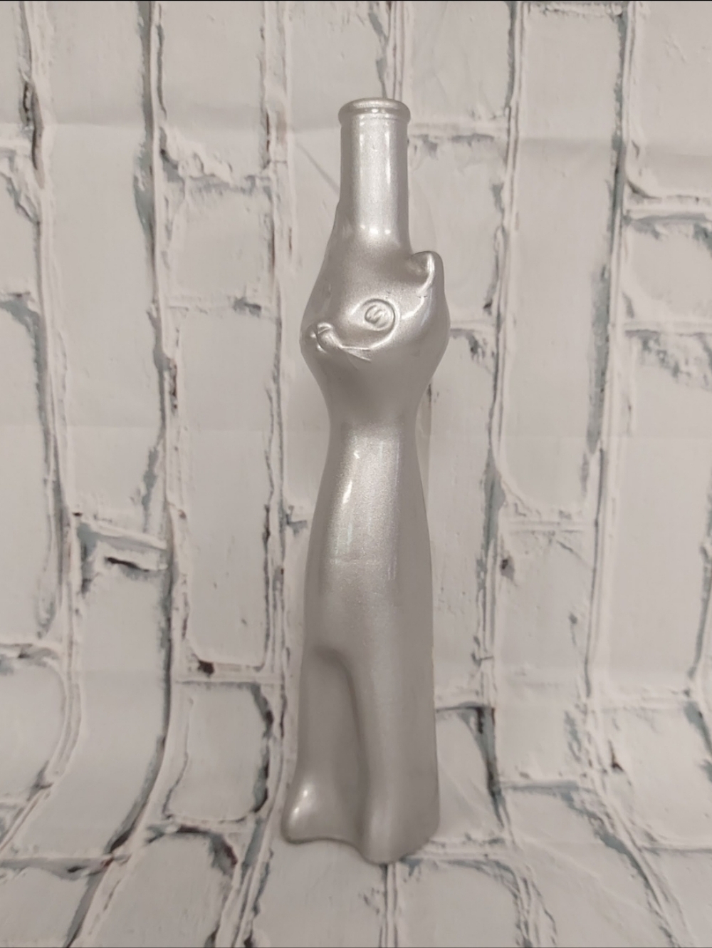 Moselland Happy Cat Riesling Bottle Silver Decor Vase
